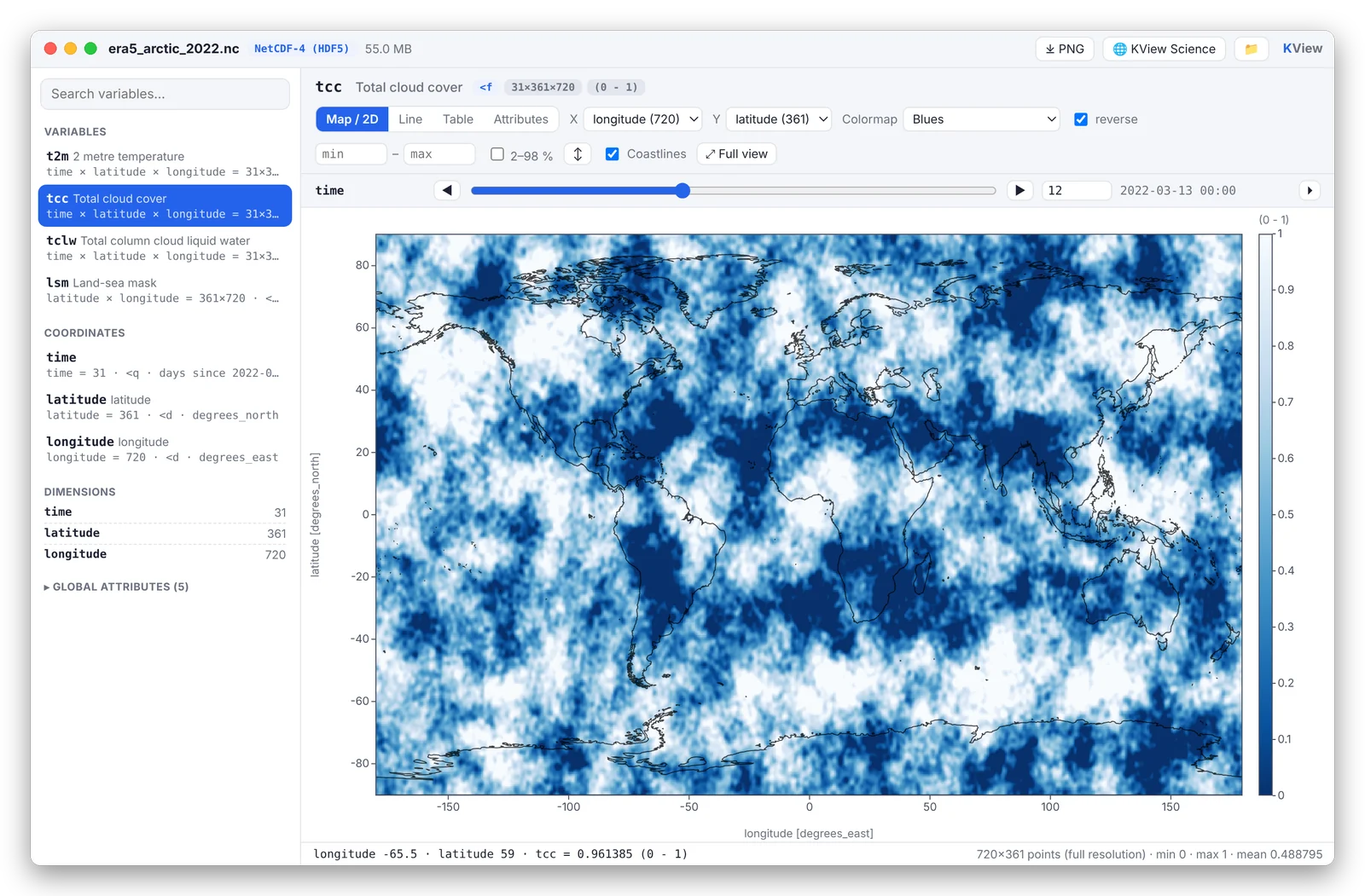 kview map of total cloud cover